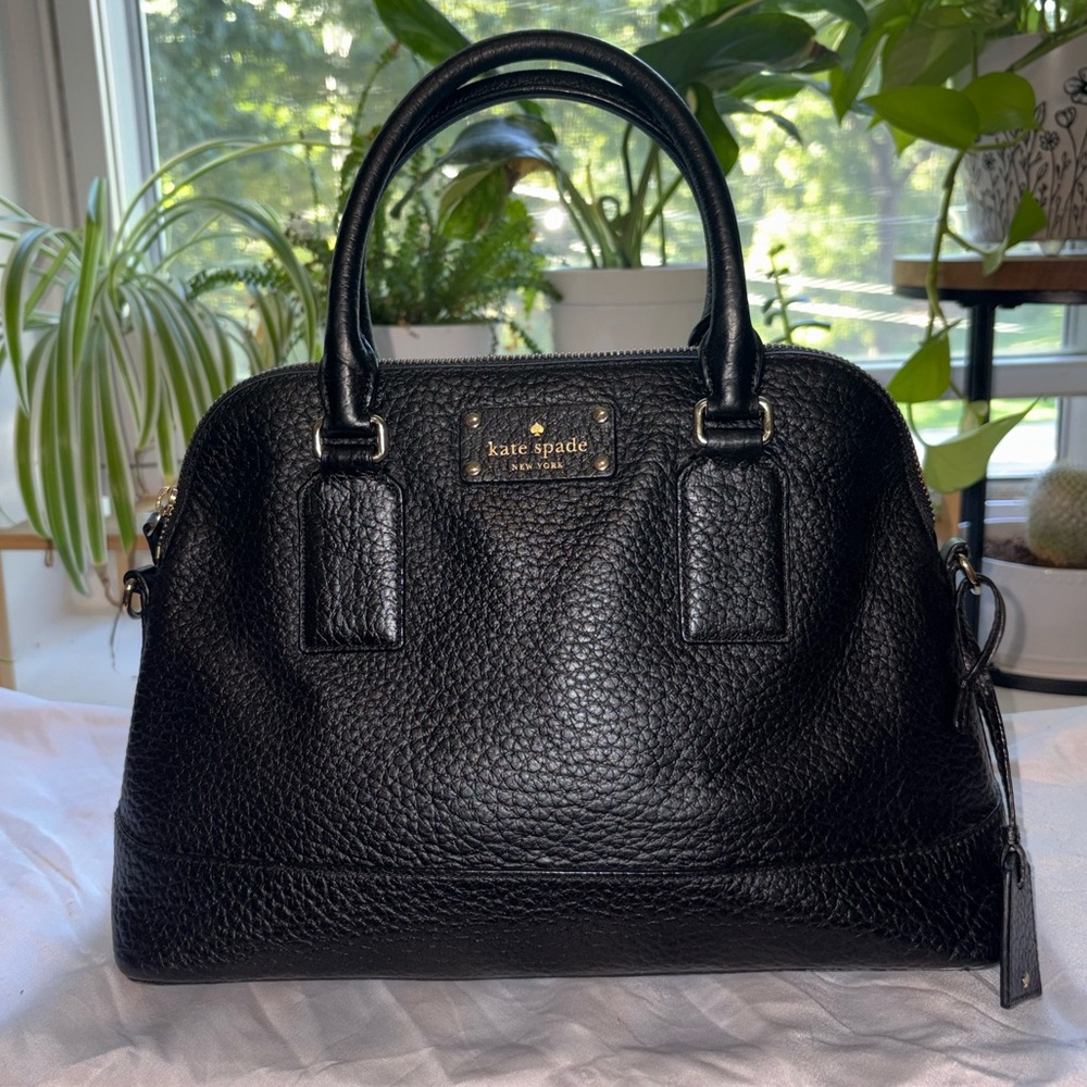 kate spade Black Pebbled Leather Satchel with Top Handles - Picture 6 of 15